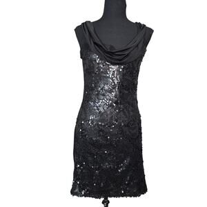 ⭐️Vanity Black Sequin Party Cocktail Mini Dress Sz M